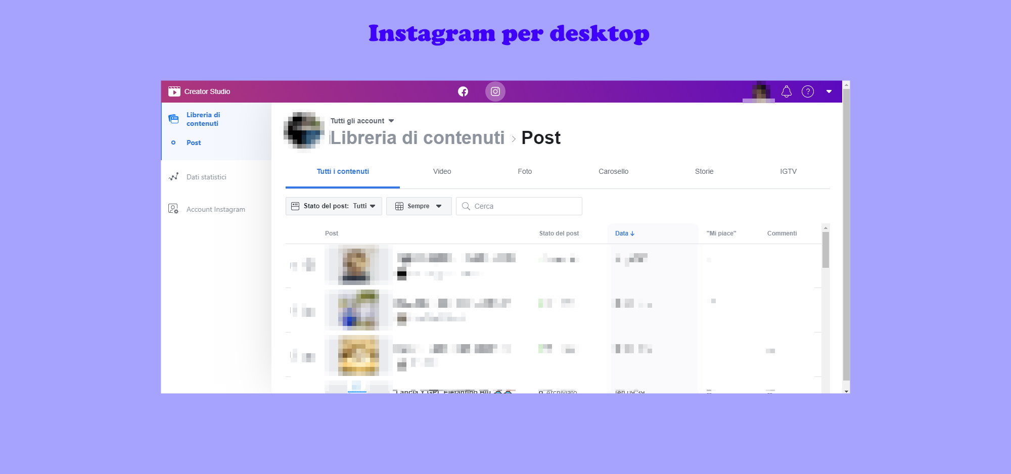 Instagram da desktop